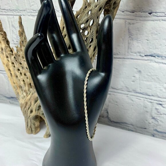 Vintage RINC Silver Plated Twisted Rope Chain Bracelet 7 Inch - Picture 1 of 4